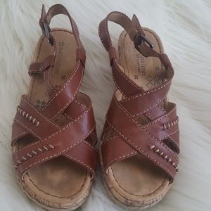 Naturalizer Norma Brown Leather Wedge Sandals